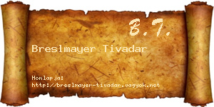 Breslmayer Tivadar névjegykártya